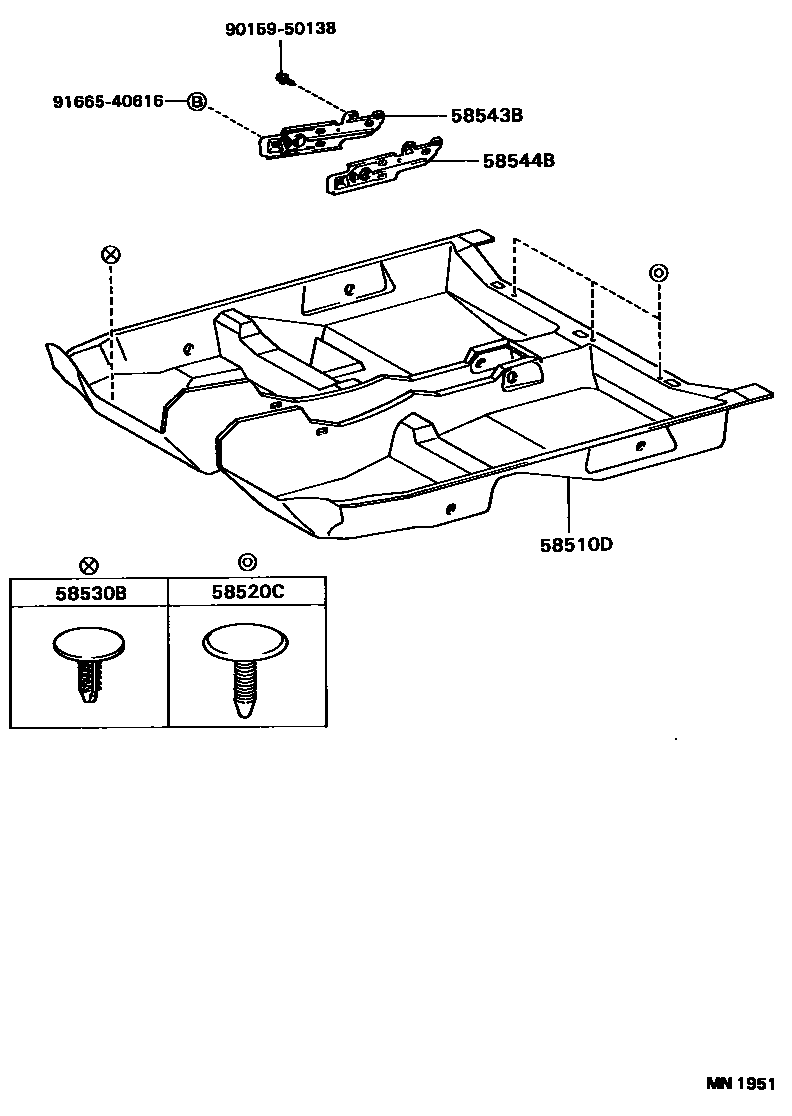 Toyota CAMRY 地板垫和地毯 EPC diagram — MN1951