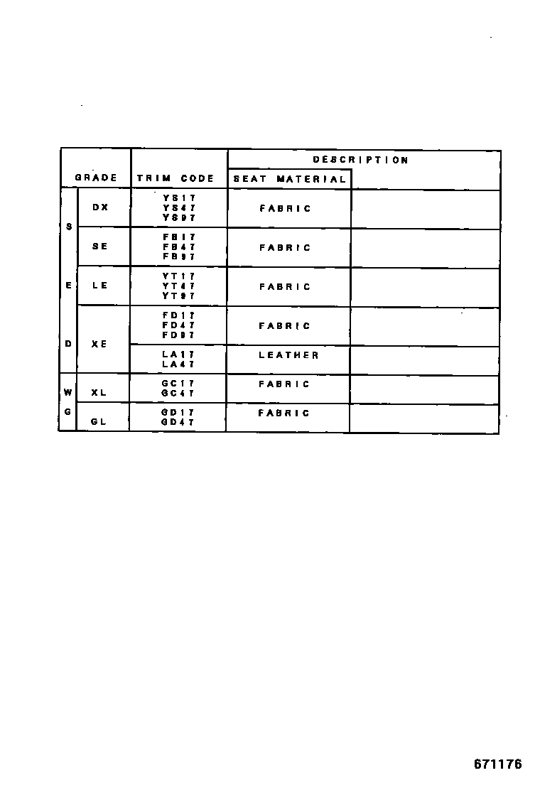 Toyota CAMRY 前门板和前门玻璃 EPC diagram — 671176