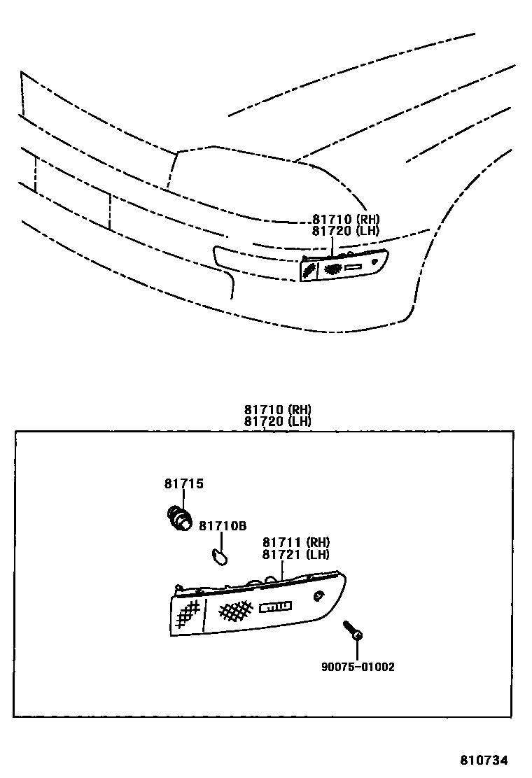 Toyota CAMRY 前标示灯 EPC diagram — 810734