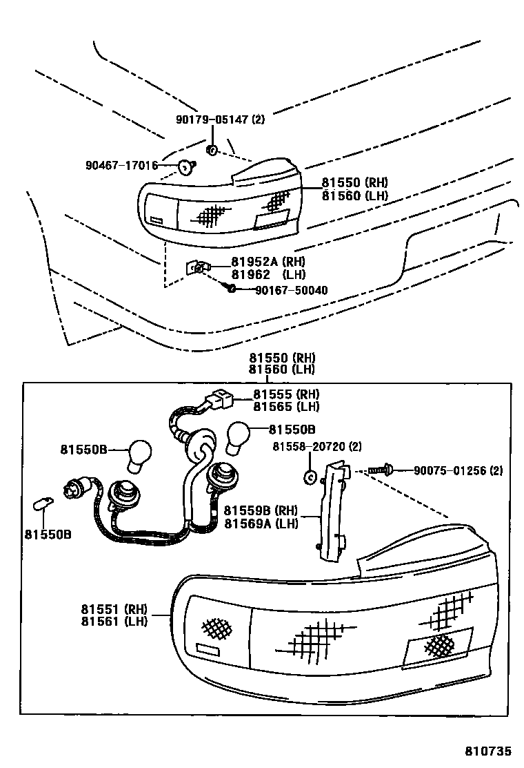 Toyota CAMRY 后组合灯 EPC diagram — 810735