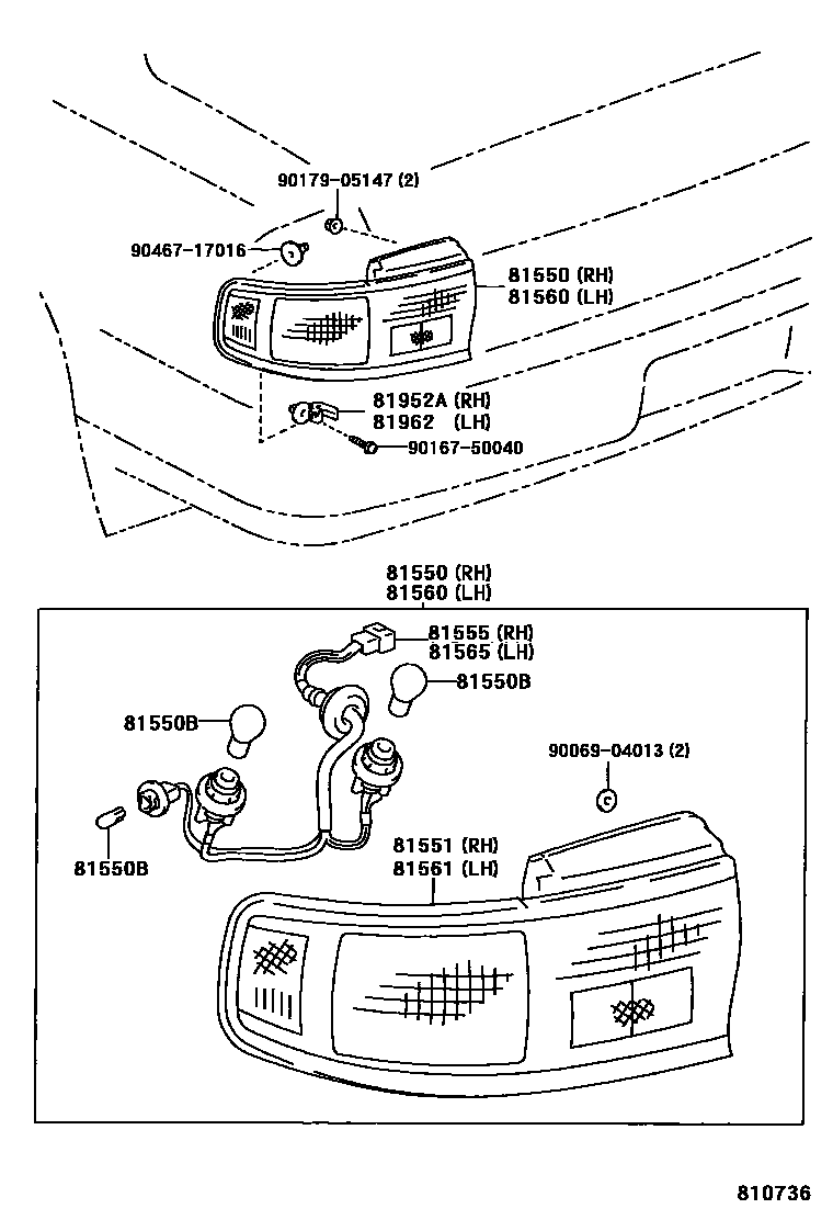 Toyota CAMRY 后组合灯 EPC diagram — 810736