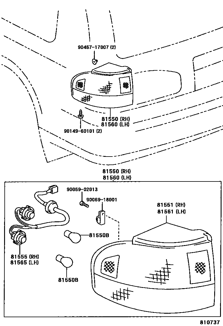 Toyota CAMRY 后组合灯 EPC diagram — 810737