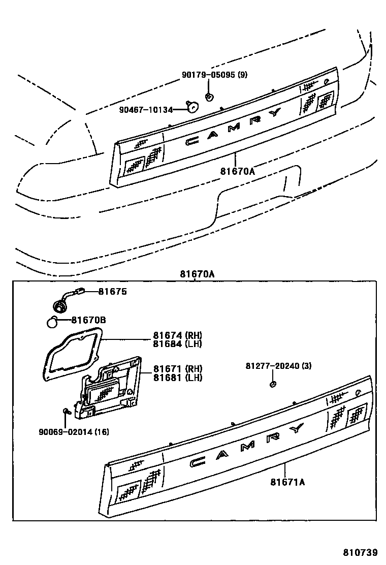 Toyota CAMRY 倒车灯 EPC diagram — 810739