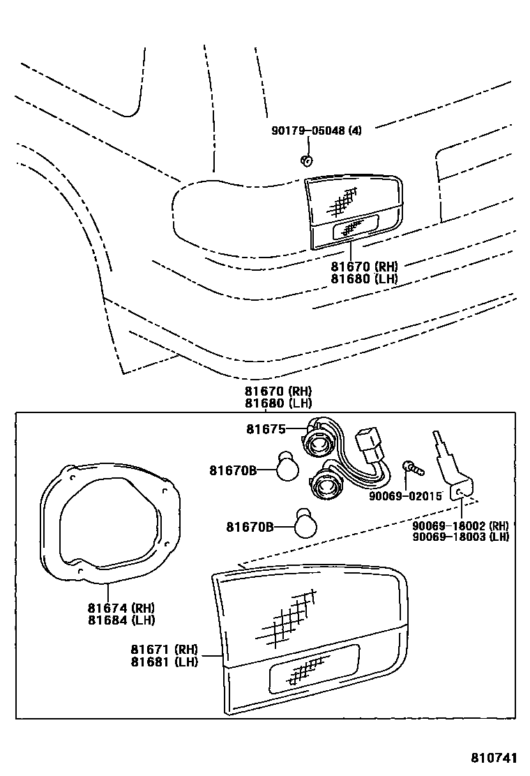 Toyota CAMRY 倒车灯 EPC diagram — 810741