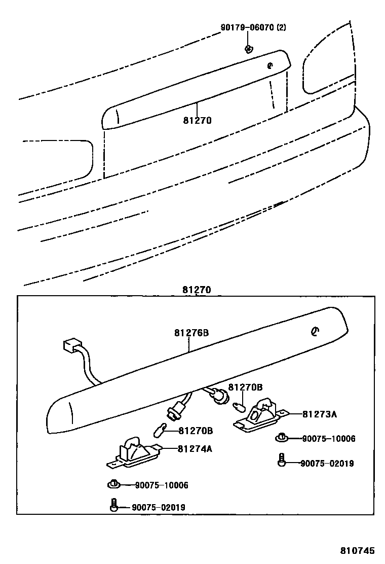 Toyota CAMRY 后牌照灯 EPC diagram — 810745