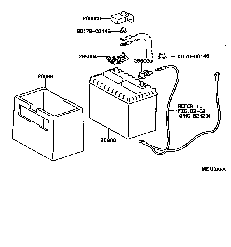 Toyota CAMRY 蓄电池和蓄电池电缆 EPC diagram — MEU030A
