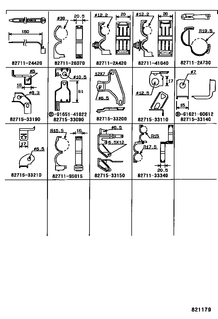 Toyota CAMRY 线束和卡夹 EPC diagram — 821179