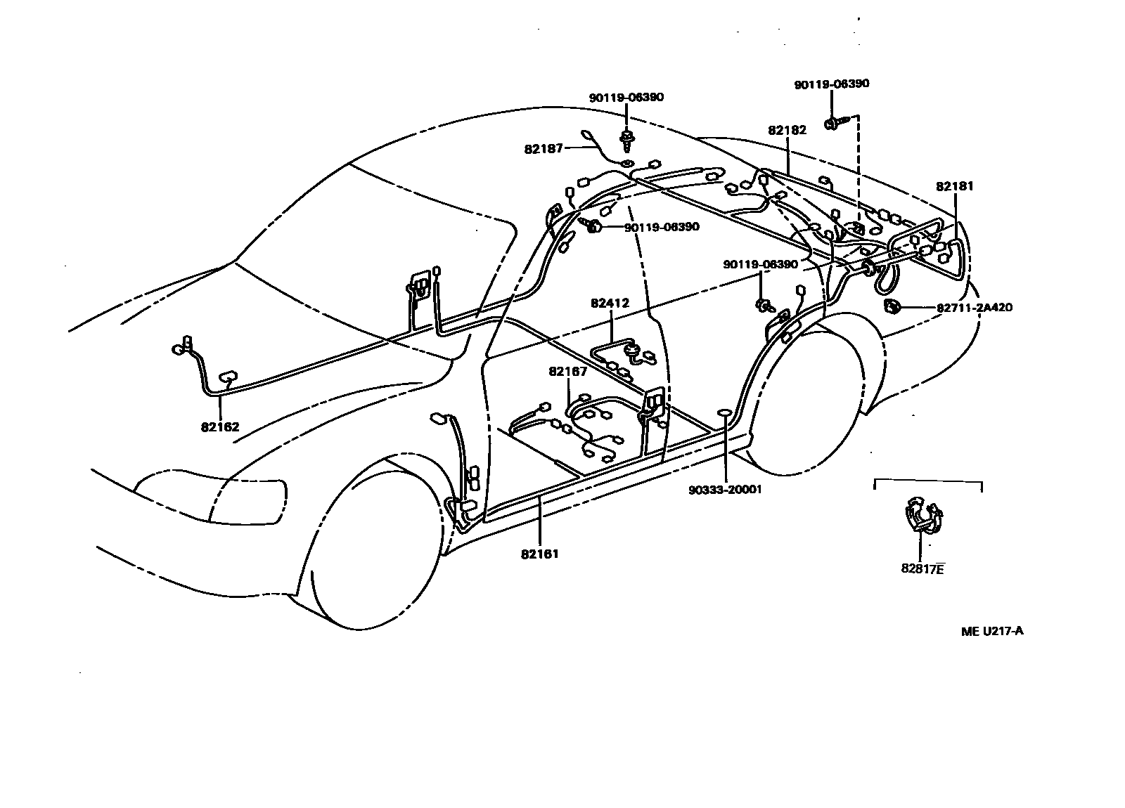 Toyota CAMRY 线束和卡夹 EPC diagram — MEU217A