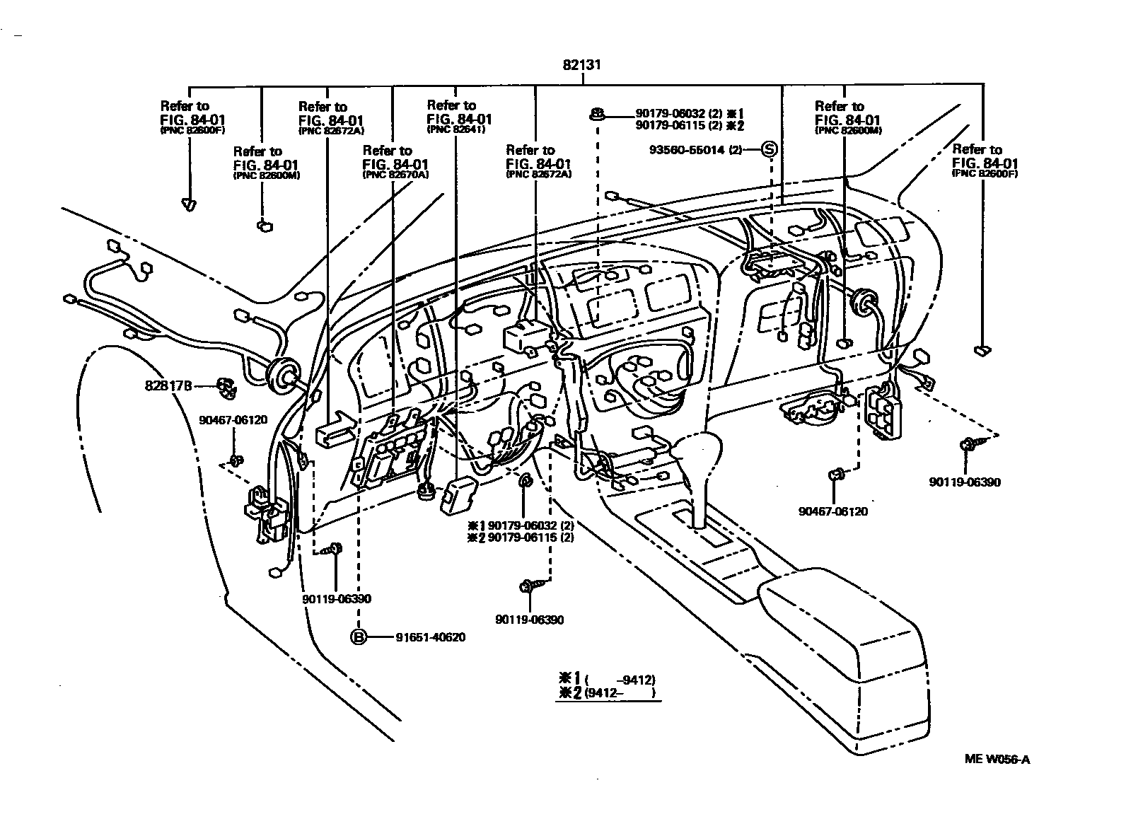 Toyota CAMRY 线束和卡夹 EPC diagram — MEW056A