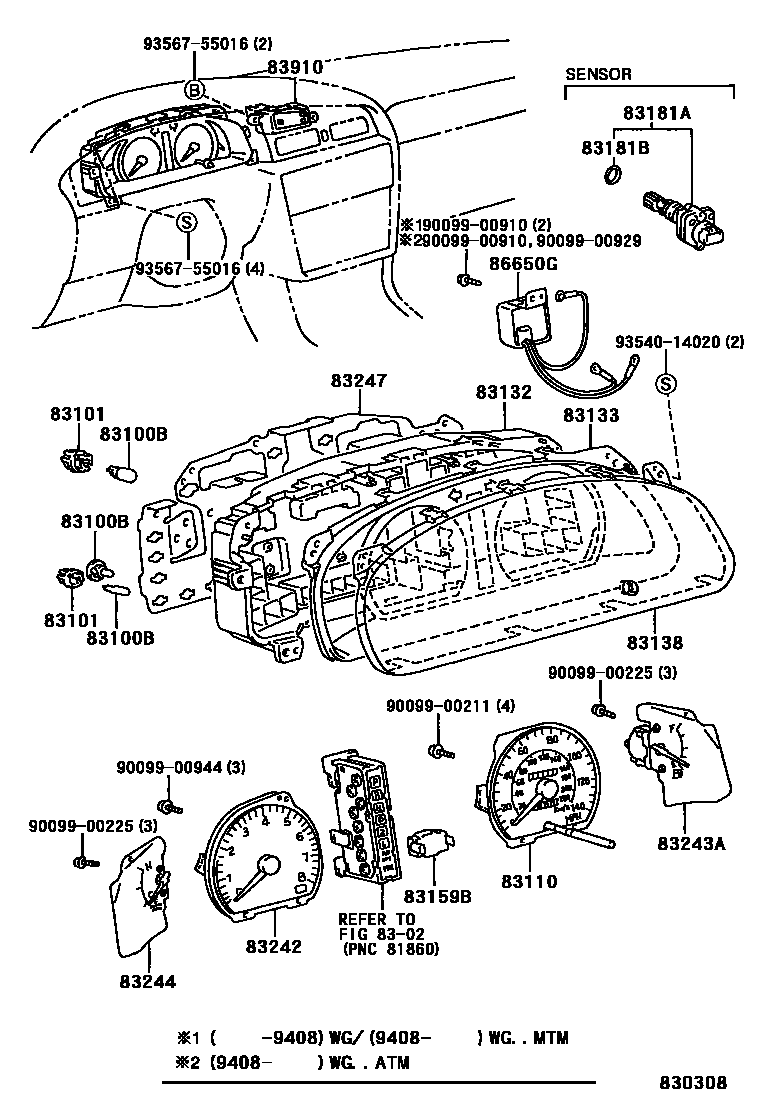 Toyota CAMRY 仪表 EPC diagram — 830308