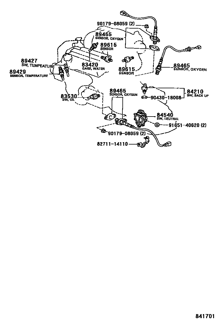 Toyota CAMRY 开关和继电器和ECU EPC diagram — 841701