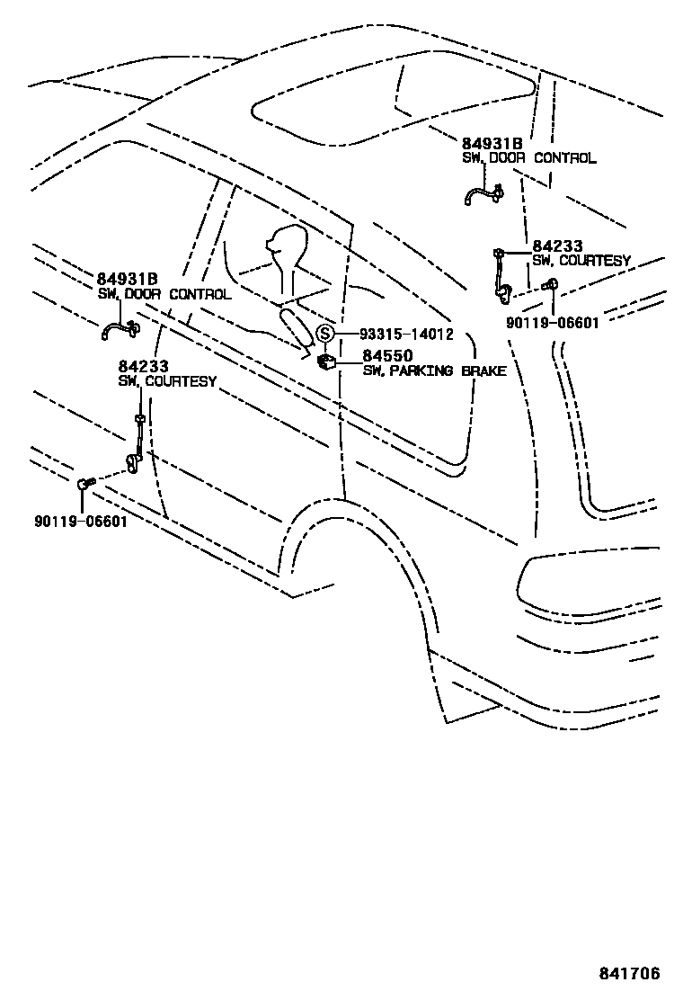 Toyota CAMRY 开关和继电器和ECU EPC diagram — 841706