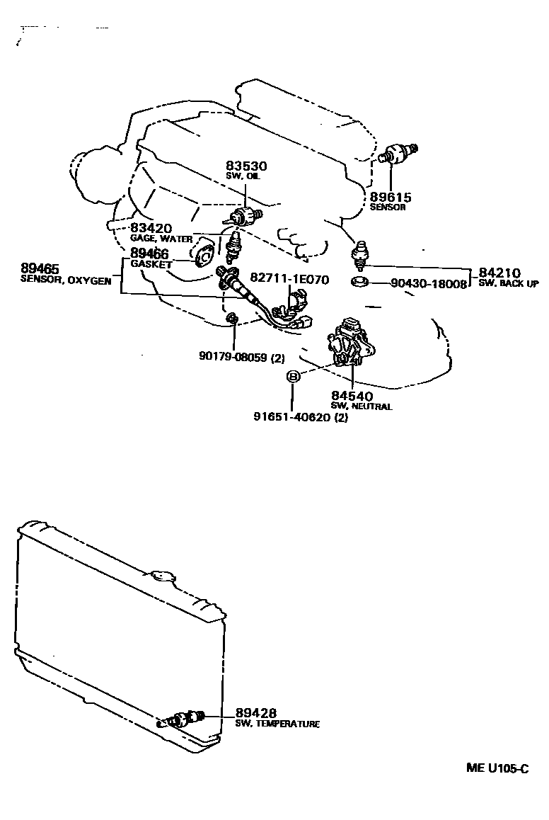 Toyota CAMRY 开关和继电器和ECU EPC diagram — MEU105C