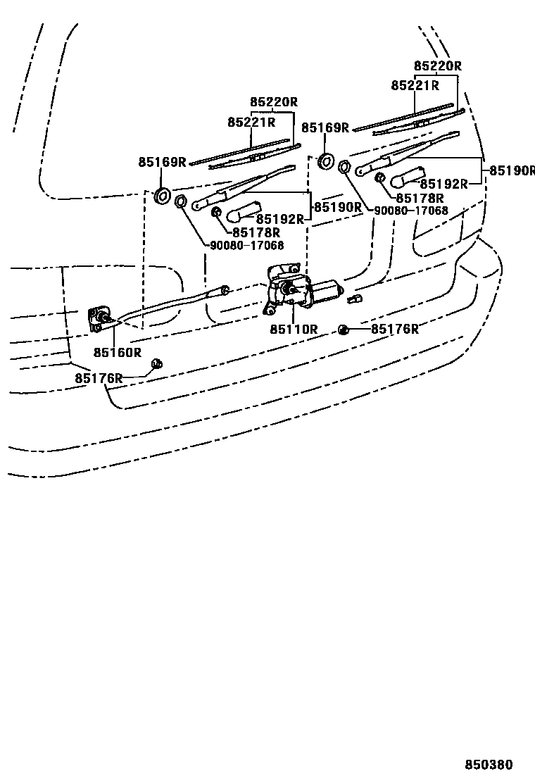Toyota CAMRY 后刮水器 EPC diagram — 850380