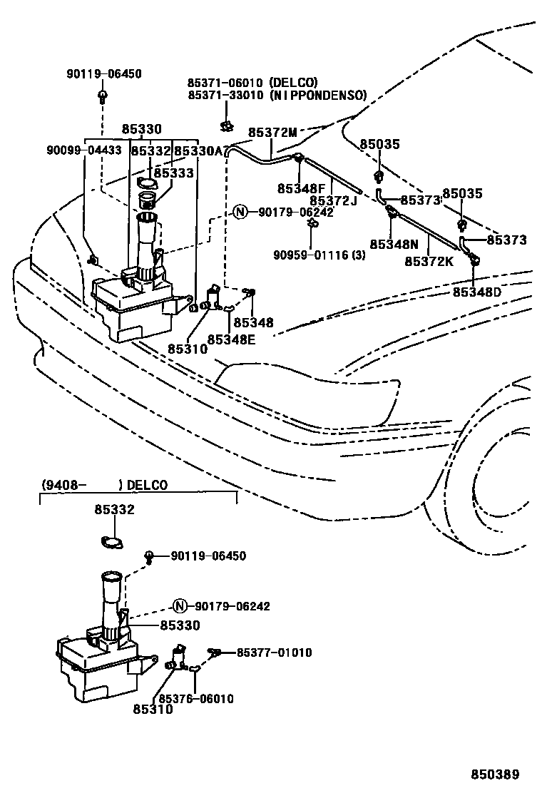Toyota CAMRY 挡风玻璃清洗器 EPC diagram — 850389