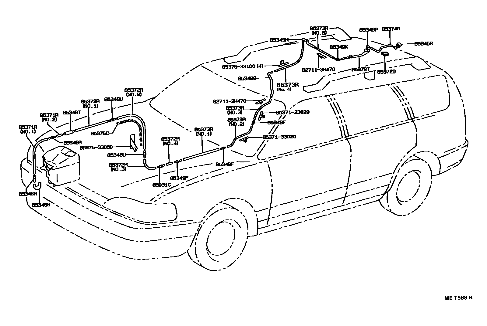 Toyota CAMRY 后清洗器 EPC diagram — MET588B