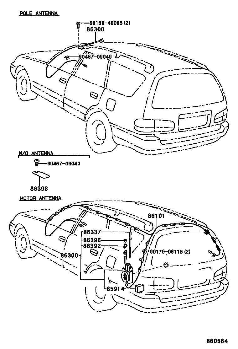 Toyota CAMRY antenna EPC diagram — 860564