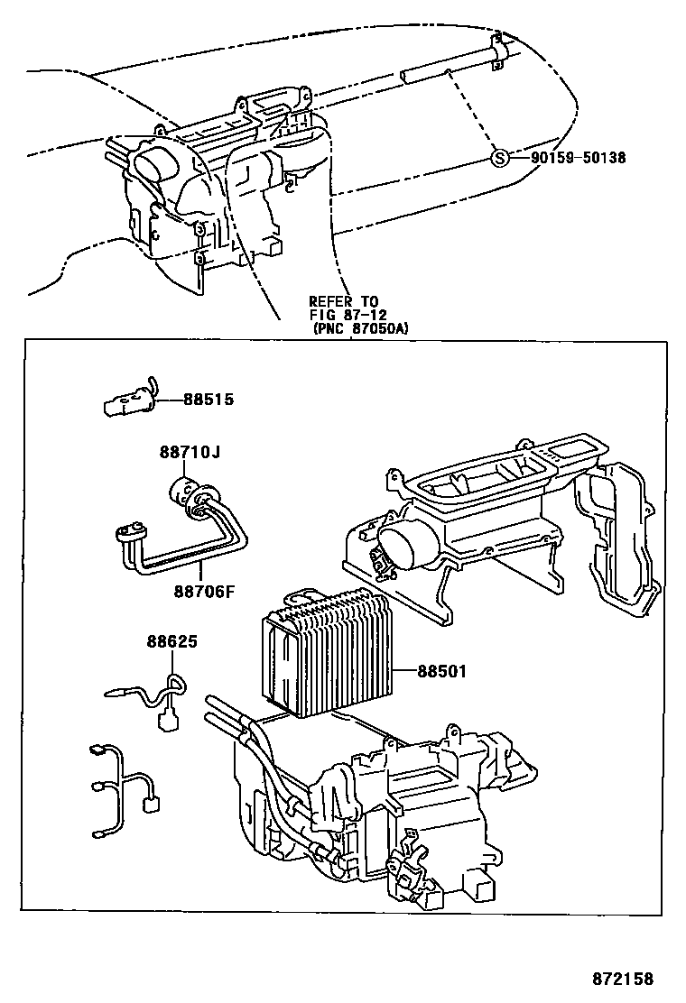 Toyota CAMRY 暖风和空调系统 - 冷却器组件 EPC diagram — 872158