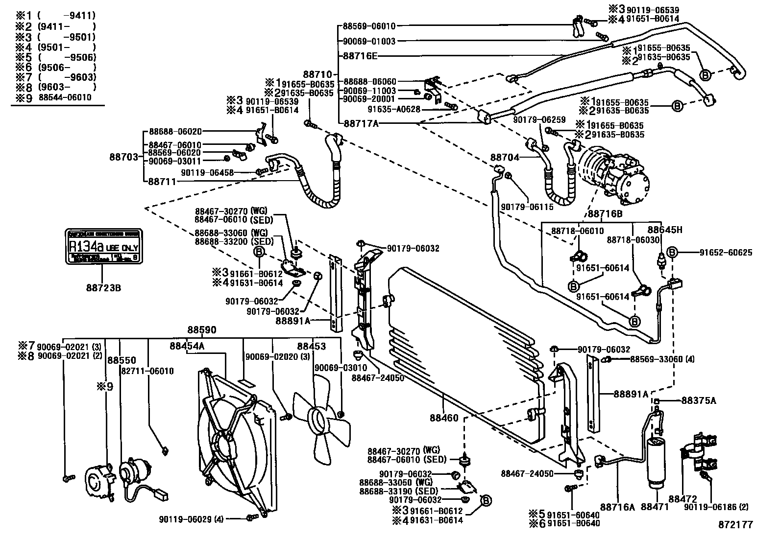 Toyota CAMRY Heating & Air Conditioning - Cooler Piping EPC diagram — 872177