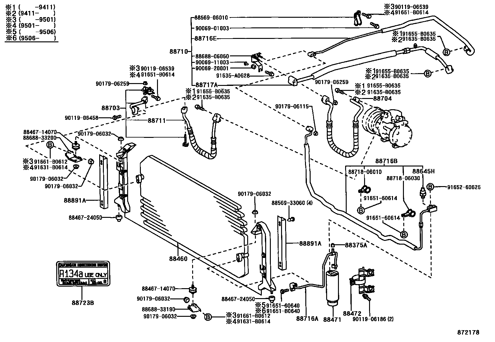 Toyota CAMRY Heating & Air Conditioning - Cooler Piping EPC diagram — 872178