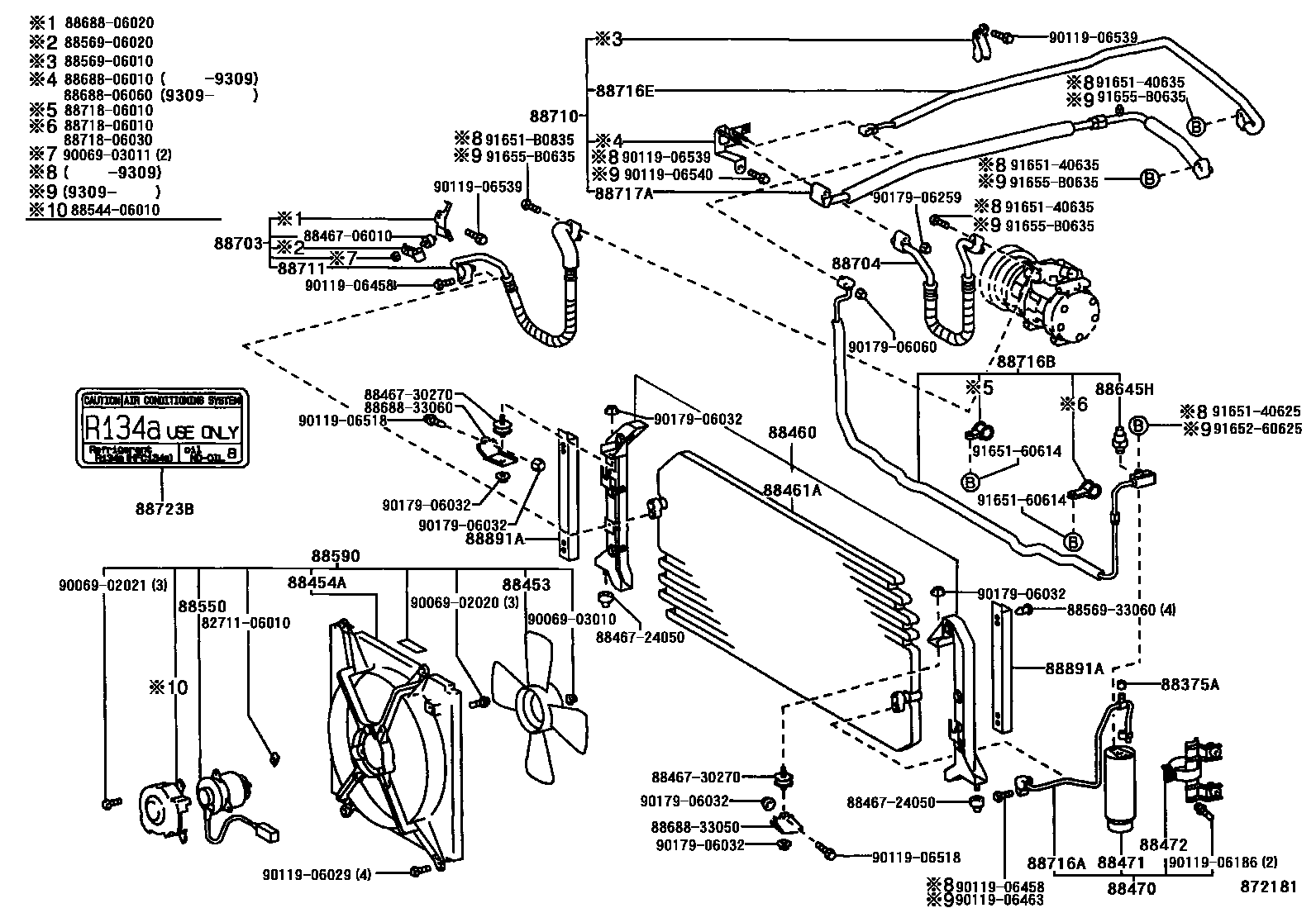 Toyota CAMRY Heating & Air Conditioning - Cooler Piping EPC diagram — 872181