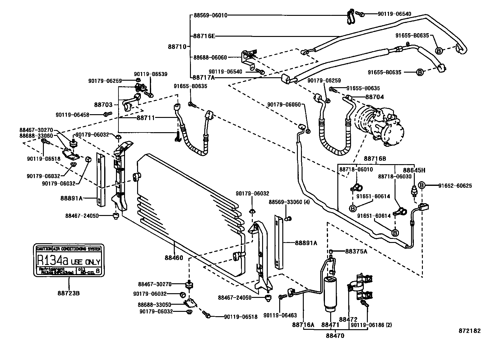Toyota CAMRY Heating & Air Conditioning - Cooler Piping EPC diagram — 872182