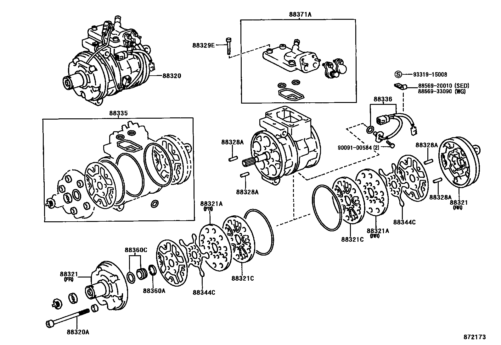 Toyota CAMRY Heating & Air Conditioning - Compressor EPC diagram — 872173