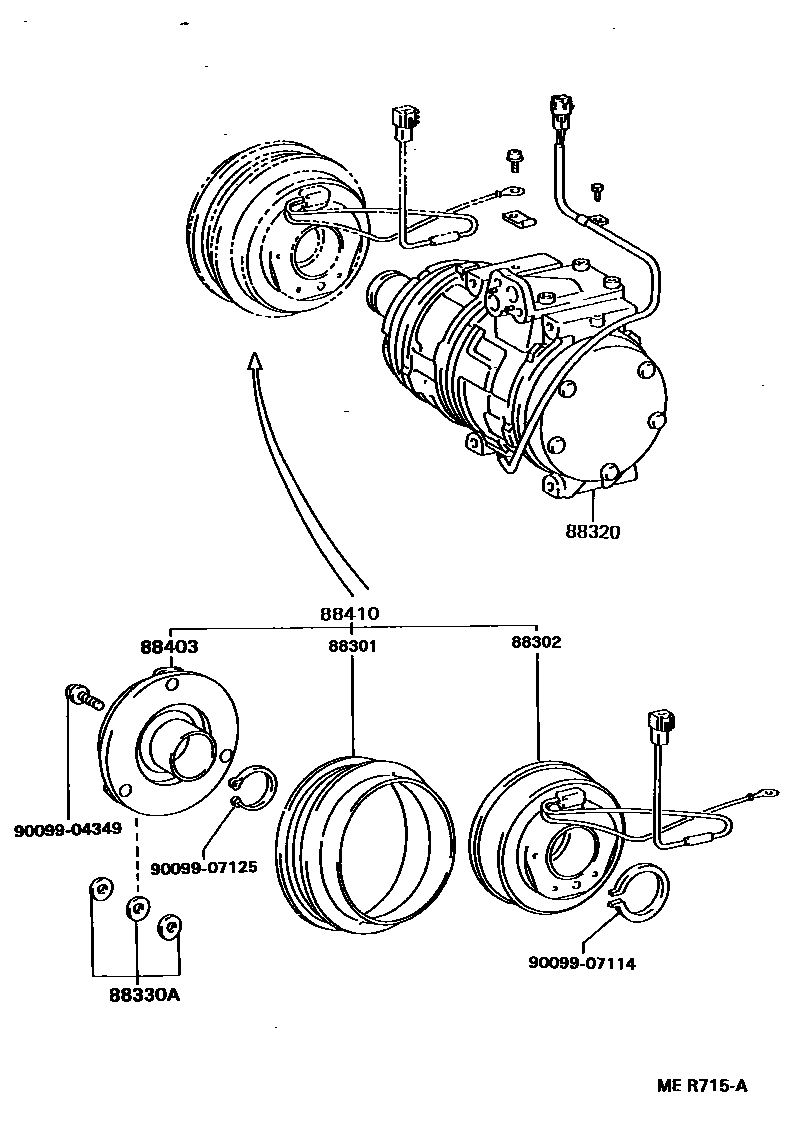 Toyota CAMRY Heating & Air Conditioning - Compressor EPC diagram — MER715A