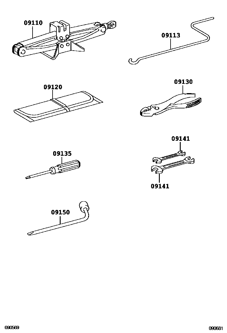 Toyota CAMRY Standard Tools EPC diagram — 090681