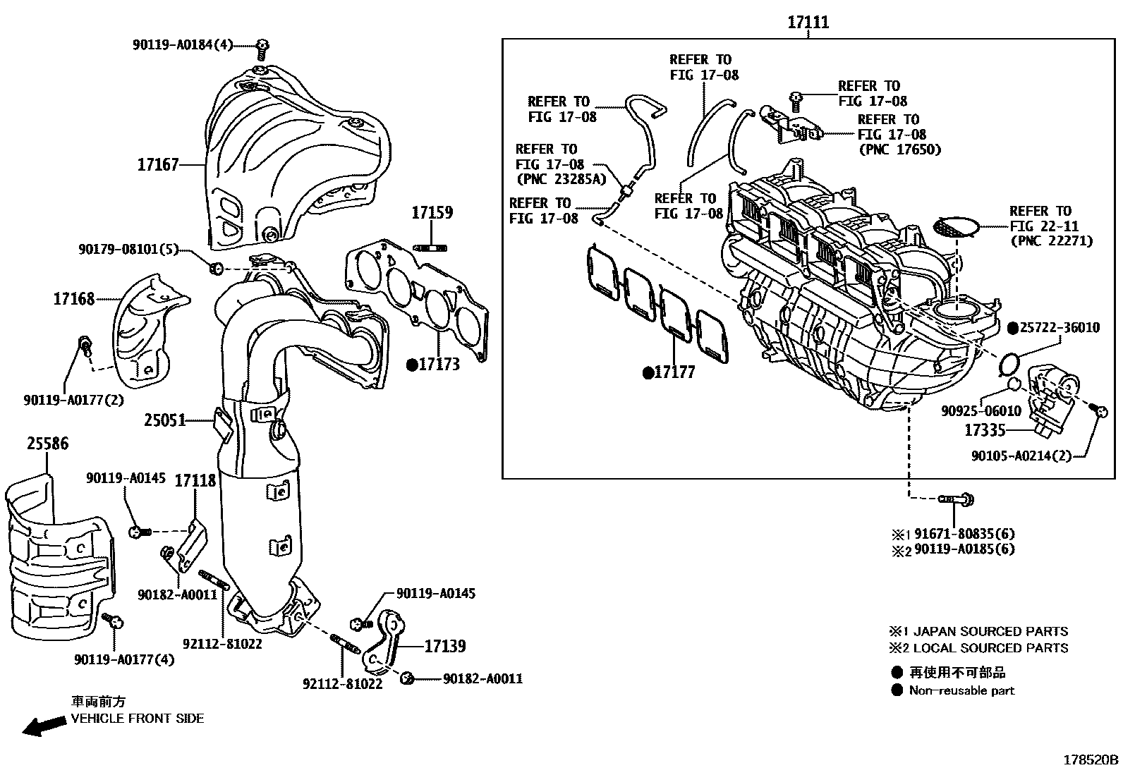 Toyota CAMRY Manifold EPC diagram — 178520B