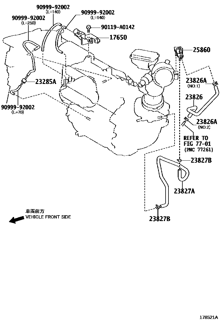 Toyota CAMRY vacuum tube EPC diagram — 178521A