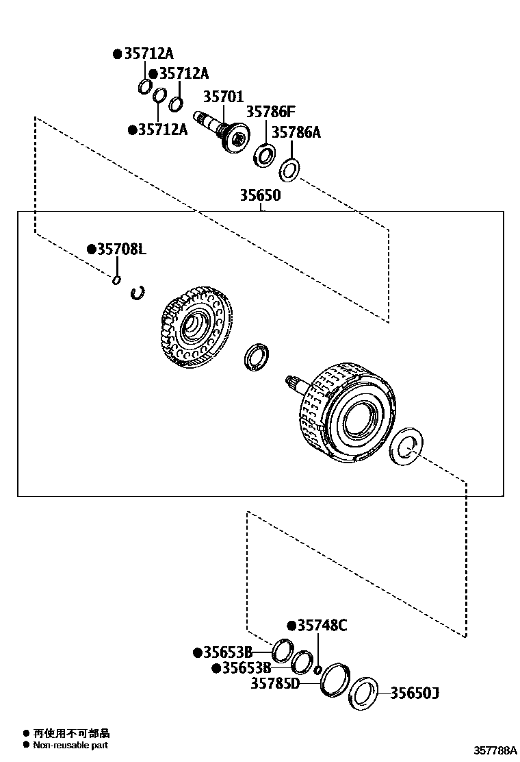 Toyota CAMRY 制动带和多片式离合器(ATM) EPC diagram — 357788A
