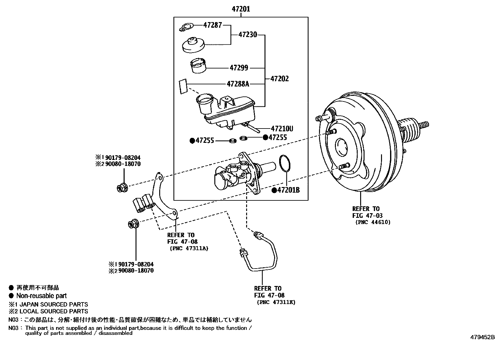 Toyota CAMRY 制动总泵 EPC diagram — 479452B