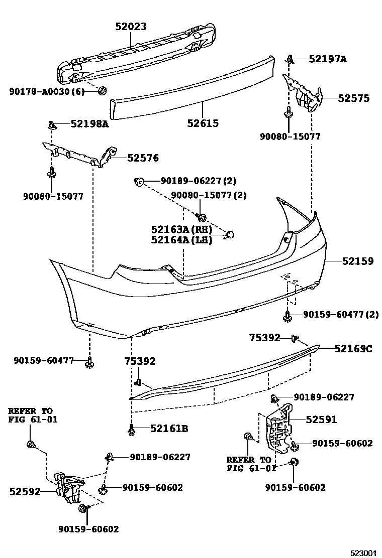 Toyota CAMRY 后保险杠及附件 EPC diagram — 523001