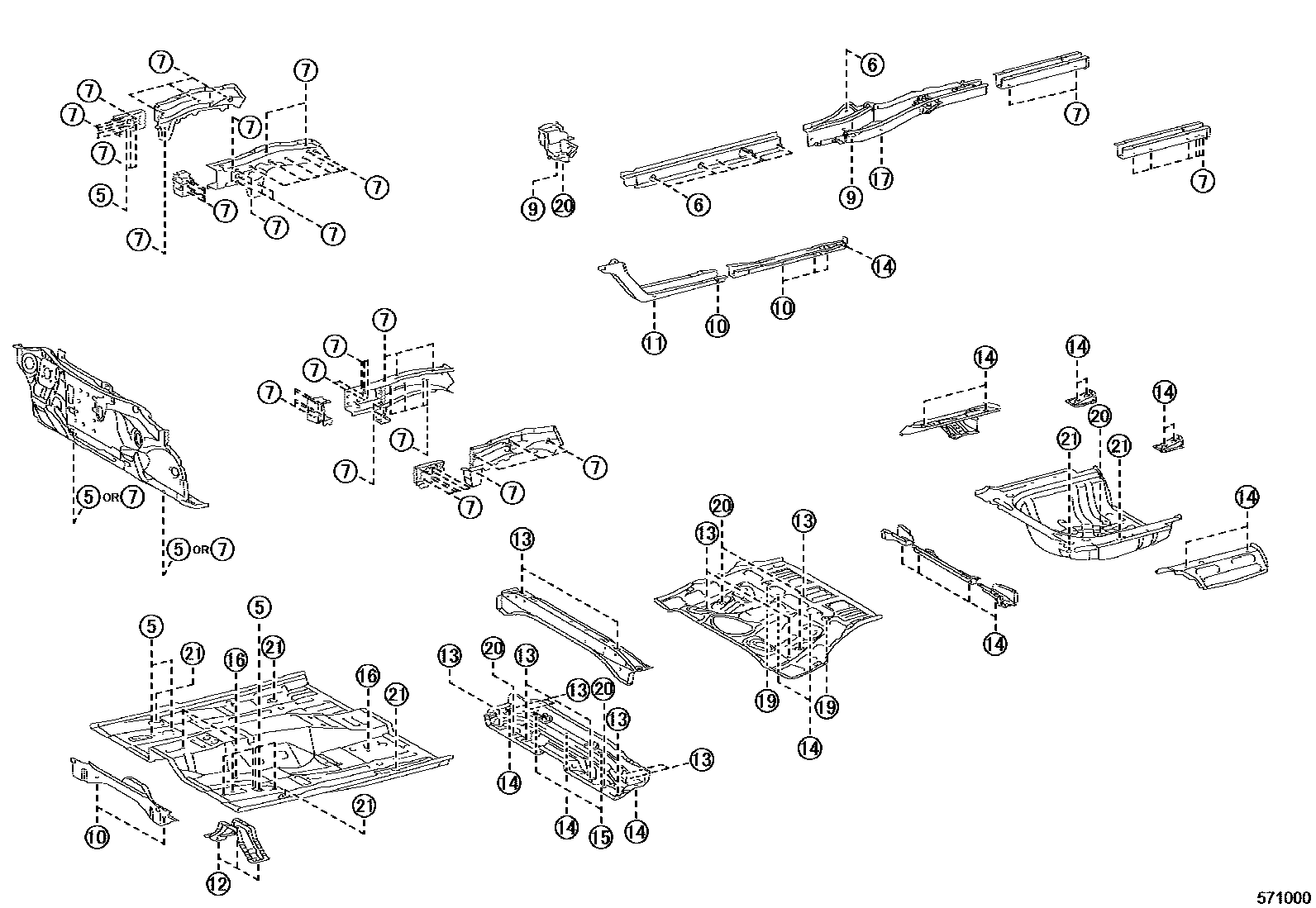 Toyota CAMRY hole plug EPC diagram — 571000