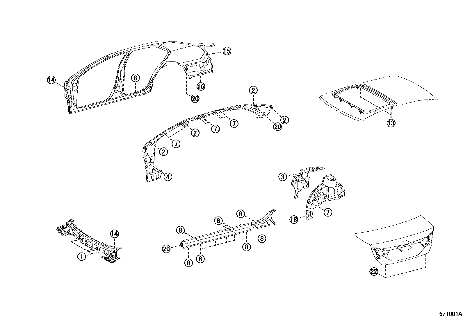 Toyota CAMRY hole plug EPC diagram — 571001A