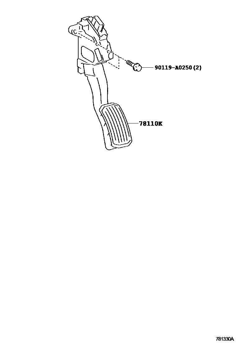 Toyota CAMRY accelerator pedal connecting rod EPC diagram — 781330A