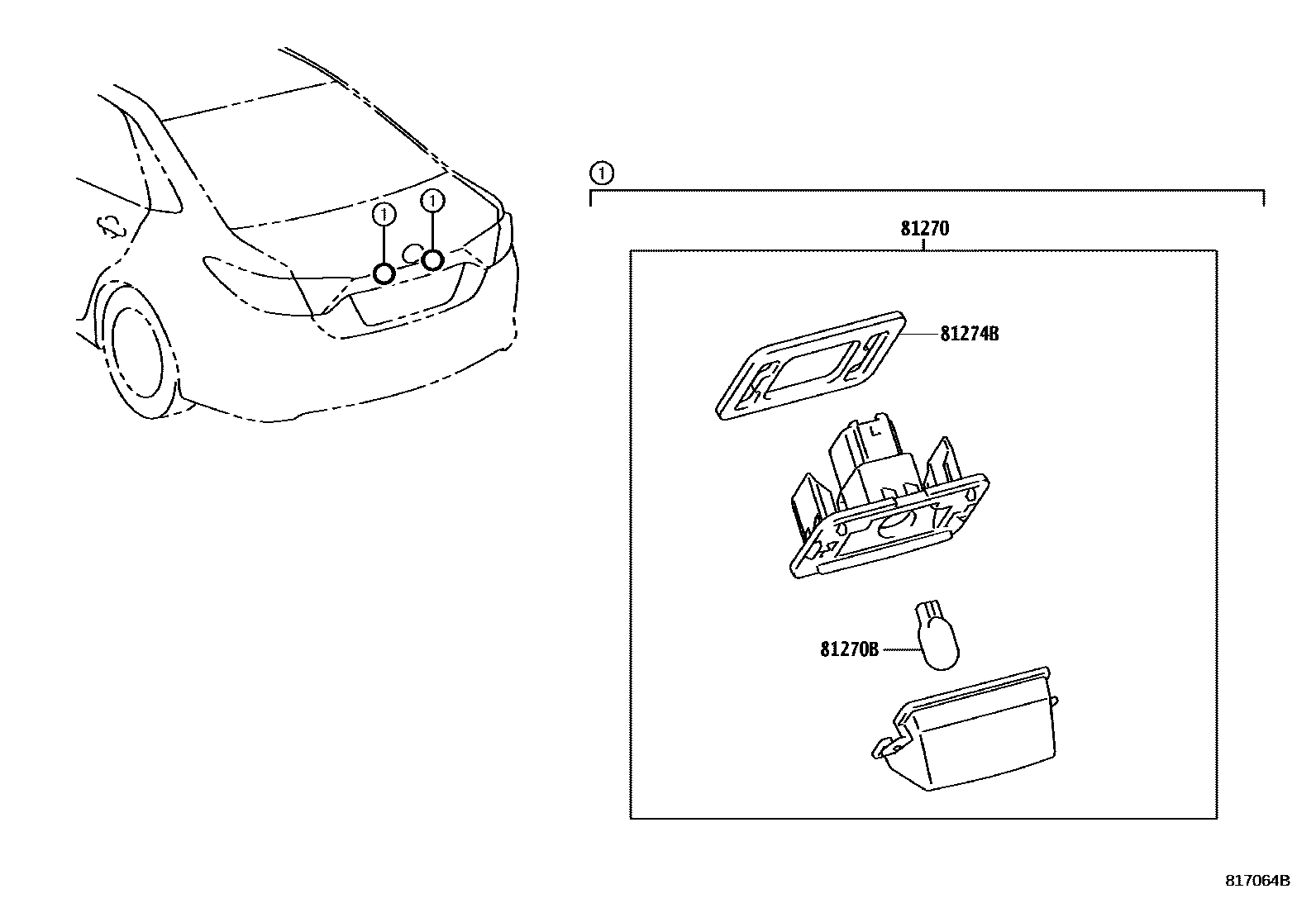Toyota CAMRY 后牌照灯 EPC diagram — 817064B
