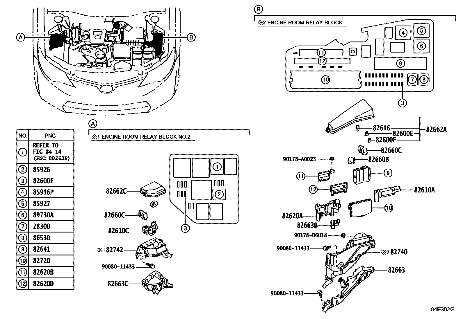 Toyota CAMRY 开关和继电器和ECU EPC diagram — 84F382G