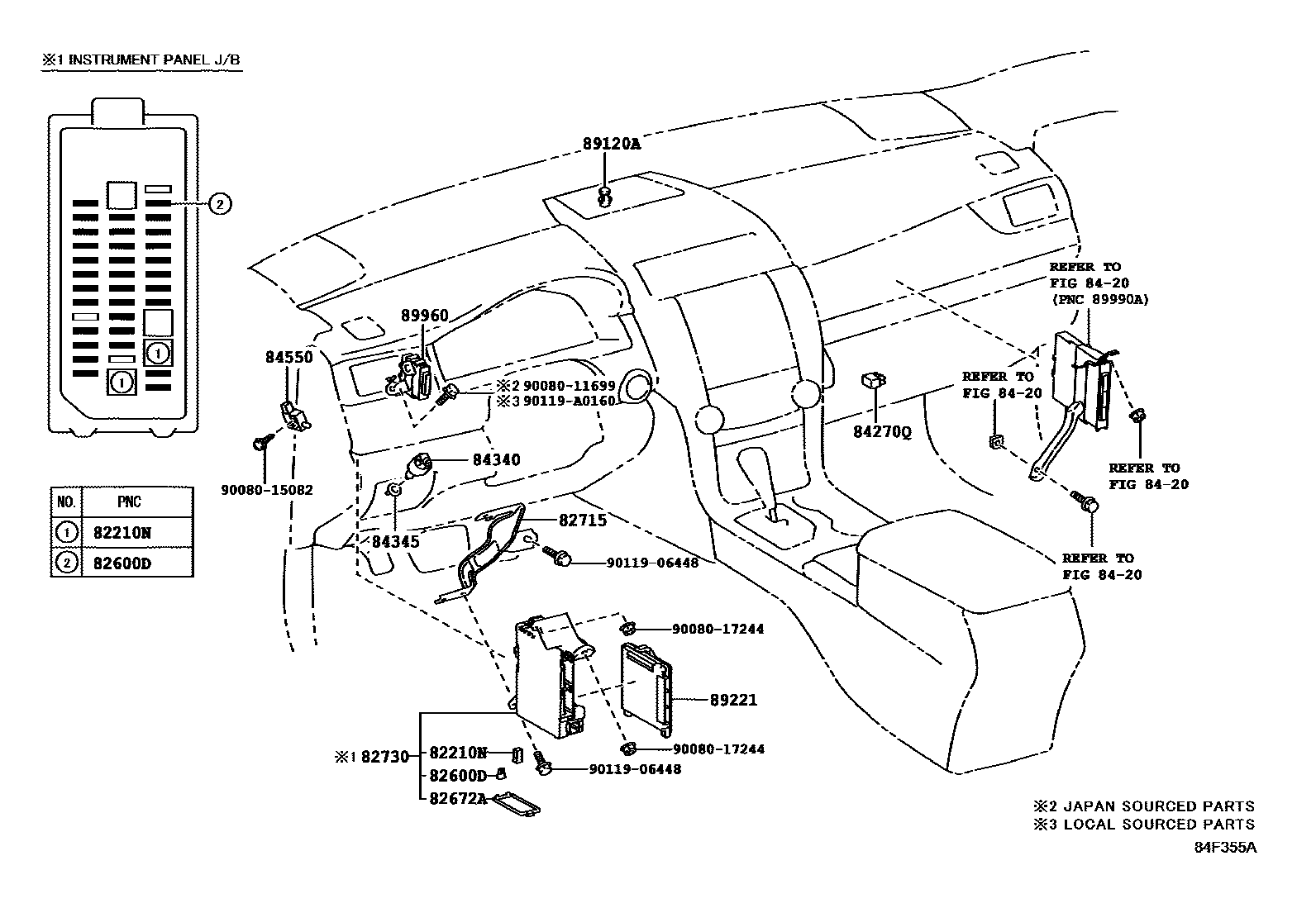 Toyota CAMRY 开关和继电器和ECU EPC diagram — 84F383A