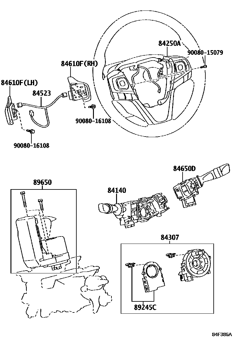 Toyota CAMRY 开关和继电器和ECU EPC diagram — 84F386A