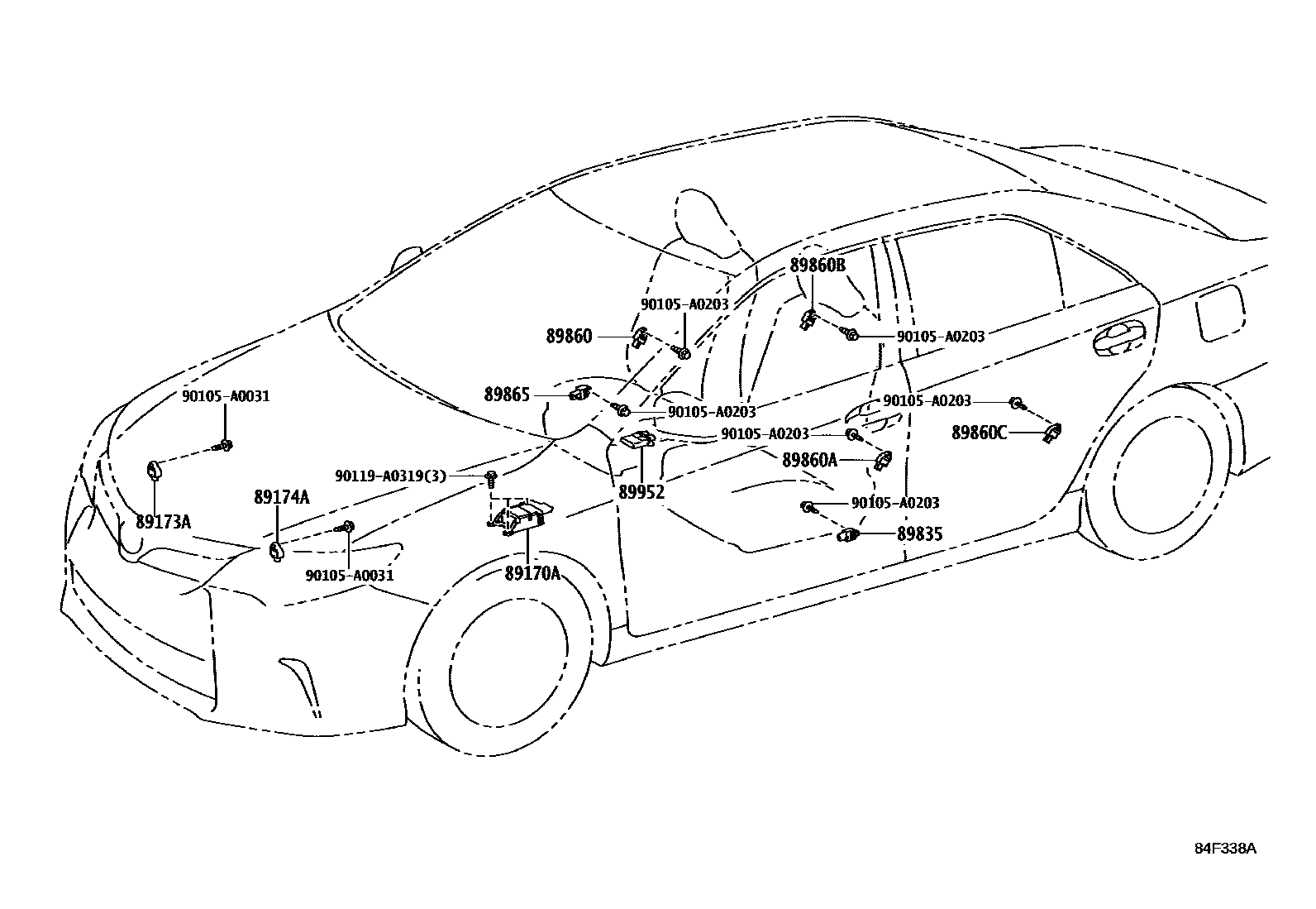 Toyota CAMRY 空气囊 EPC diagram — 84F338A