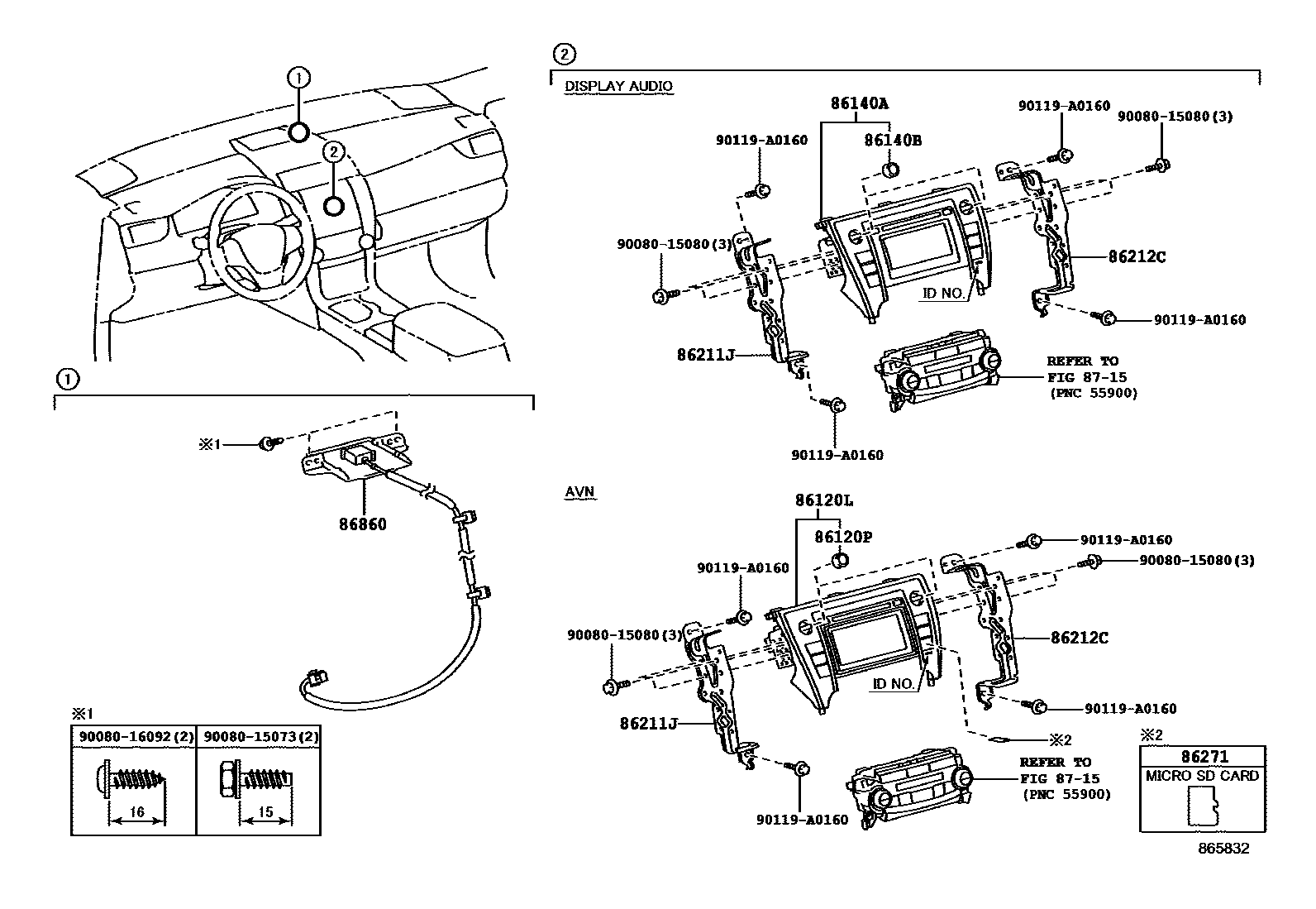 Toyota CAMRY 导航和前监视器显示屏 EPC diagram — 865832