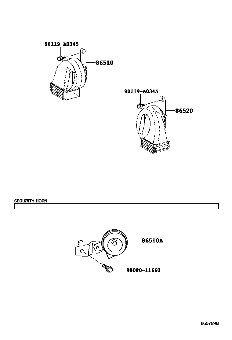 Toyota CAMRY 喇叭 EPC diagram — 865769B