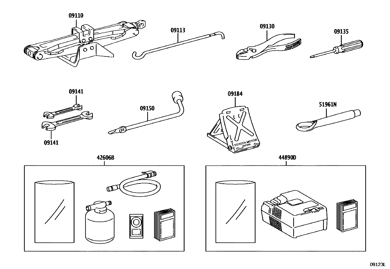 Toyota CAMRY Standard Tools EPC diagram — 09123L