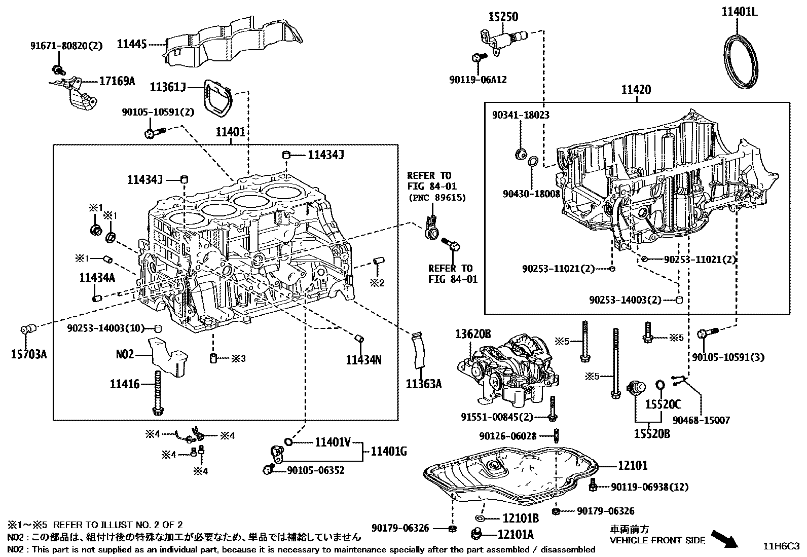 Toyota CAMRY Cylinder Block EPC diagram — 11H6C3