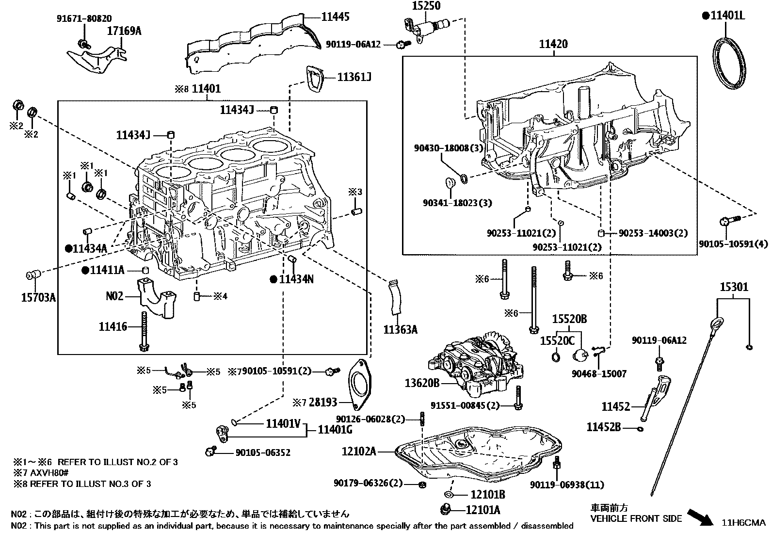 Toyota CAMRY Cylinder Block EPC diagram — 11H6CMA