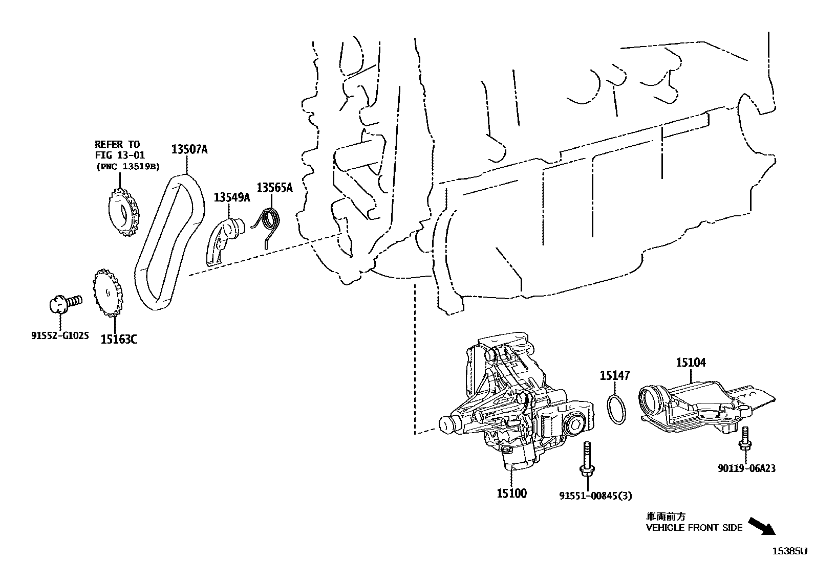 Toyota CAMRY Engine Oil Pump EPC diagram — 15385U