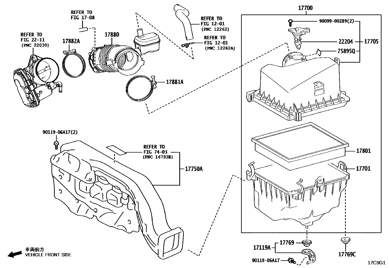 Toyota CAMRY Air Cleaner EPC diagram — 17C9G1