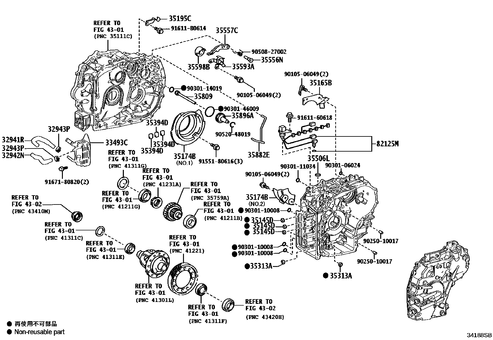 Toyota CAMRY 传动桥总成(CVT) EPC diagram — 34188SB